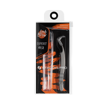 Пинцет профессиональный для ресниц L-образный STALEKS EXPERT 41 TYPE 2 L-40