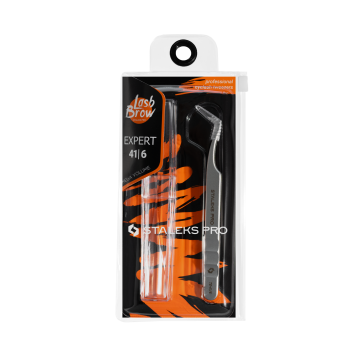 Пинцет профессиональный для ресниц башмачок STALEKS EXPERT 41 TYPE 6 L-75