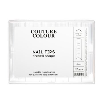 Верхние арочные формы для наращивания ногтей Couture Colour Nail Tips Arched Shape с разметкой. прозрачные. 120 шт