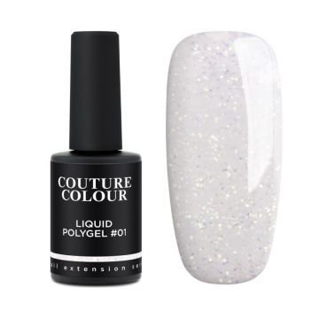 Жидкий полигель Couture Colour Liquid Polygel 01 молочный с блестками и шиммером