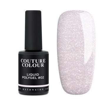 Жидкий полигель Couture Colour Liquid Polygel 02 молочно-розовый с блестками и шиммером