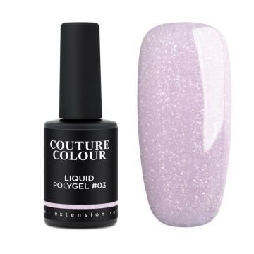 Жидкий полигель Couture Colour Liquid Polygel 03 нежный лиловый с блестками и шиммером