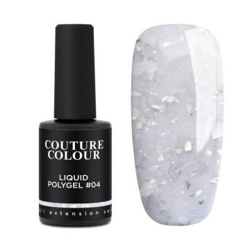 Жидкий полигель Couture Colour Liquid Polygel 04 молочный с серебристой поталью Жидкий полигель Couture Colour Liquid Polygel 04 молочный с серебристой поталью