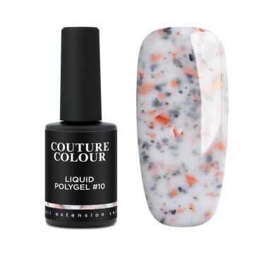Жидкий полигель Couture Colour Liquid Polygel 10 молочный с черной и персиковой поталью Жидкий полигель Couture Colour Liquid Polygel 10 молочный с черной и персиковой поталью