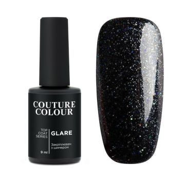 Топ для гель-лака без липкого слоя Couture Colour Glare Top Coat 01 с серебристо-переливающимися шиммерами Топ для гель-лака без липкого слоя Couture Colour Glare Top Coat 01 с серебристо-переливающимися шиммерами