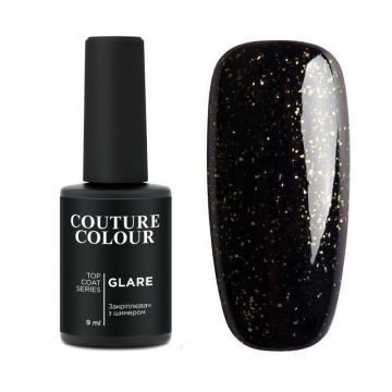 Топ для гель-лака без липкого слоя Couture Colour Glare Top Coat 03 с золотистыми шиммерами Топ для гель-лака без липкого слоя Couture Colour Glare Top Coat 03 с золотистыми шиммерами