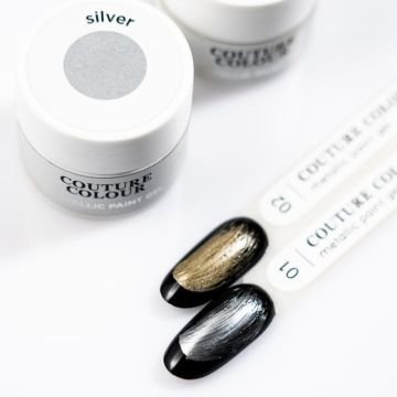 Гель-краска без липкого слоя Couture Colour Metallic Paint Gel No Wipe Silver с эффектом жидкого металла цвет серебро Гель-краска без липкого слоя Couture Colour Metallic Paint Gel No Wipe Silver с эффектом жидкого металла цвет серебро