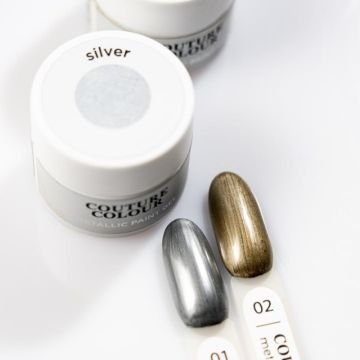 Гель-краска без липкого слоя Couture Colour Metallic Paint Gel No Wipe Silver с эффектом жидкого металла цвет серебро Гель-краска без липкого слоя Couture Colour Metallic Paint Gel No Wipe Silver с эффектом жидкого металла цвет серебро