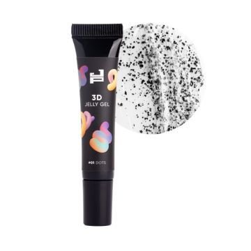Гель для объемных дизайнов Jerden Proff 3D Jelly Gel 01 Dots прозрачный с черными хлопьями