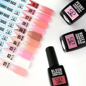 База камуфлирующая каучуковая для геля и гель-лака GO Active Gummy Base Coat 10