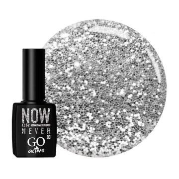 Гель-лак GO Active 003 Now or Never серебро с блестками и слюдой