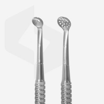 Ложка косметологическая двусторонняя EXPERT 20 TYPE 2 (Уно и круглая шумовка на 19 отверстий)